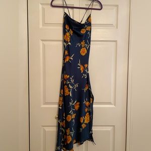 ASTR the Label - Dark Teal Floral Gaia Midi Dress